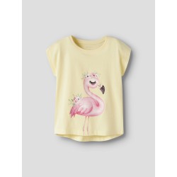 NAME IT MINI Votia kortærmet t-shirt - Double Cream Flamingo