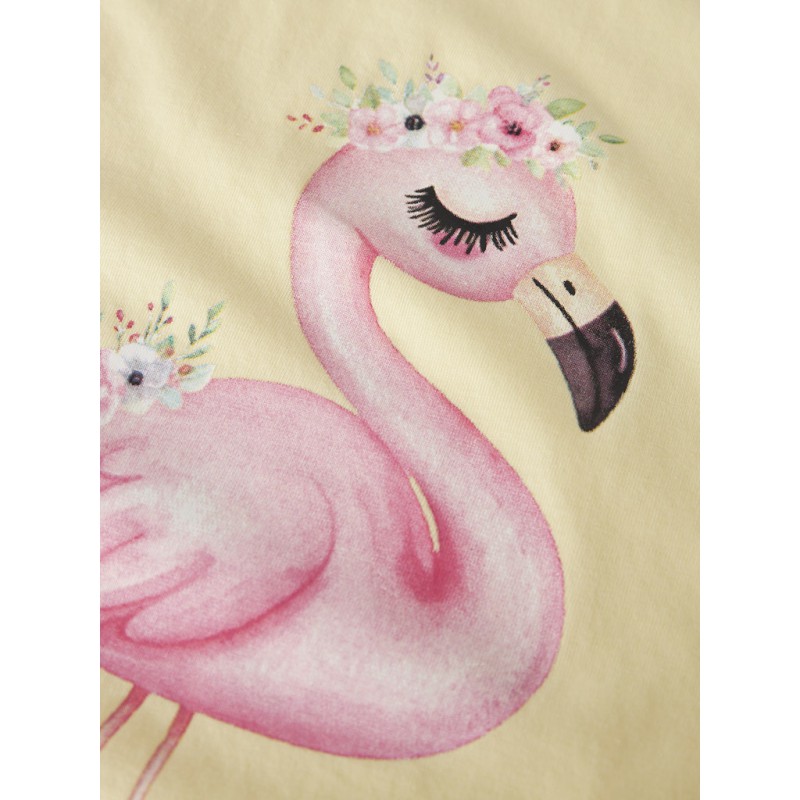 NAME IT MINI Votia kortærmet t-shirt - Double Cream Flamingo