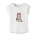 NAME IT MINI Votia kortærmet t-shirt - Bright White Sunglasses Cat