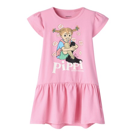 NAME IT MINI Amea kortærmet Pippi kjole - Pink Drink