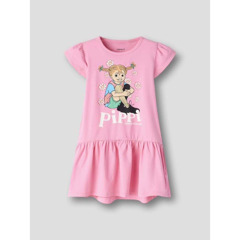 NAME IT MINI Amea kortærmet Pippi kjole - Pink Drink