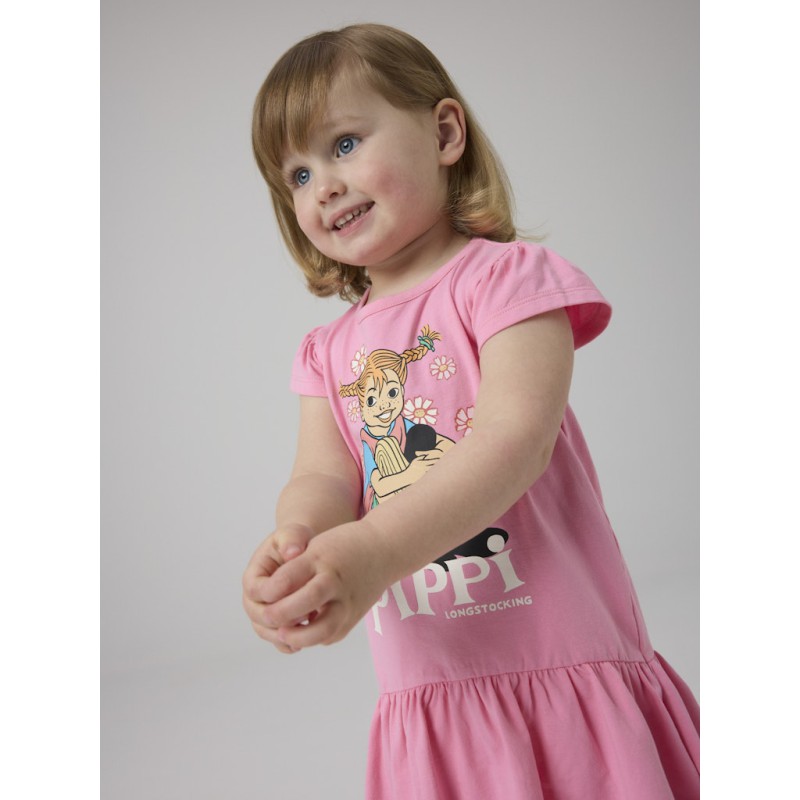 NAME IT MINI Amea kortærmet Pippi kjole - Pink Drink