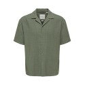 ONLY & SONS Latham kortærmet hør resort skjorte - Dusty Olive