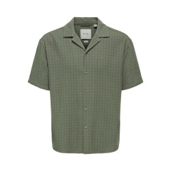 ONLY & SONS Latham kortærmet hør resort skjorte - Dusty Olive