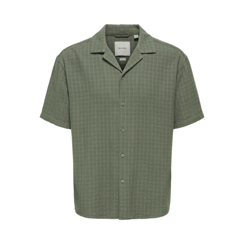 ONLY & SONS Latham kortærmet hør resort skjorte - Dusty Olive