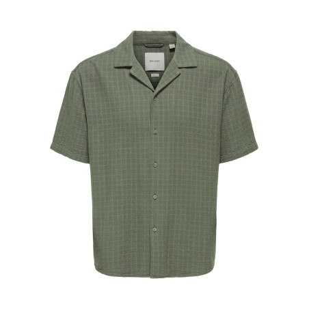 ONLY & SONS Latham kortærmet hør resort skjorte - Dusty Olive