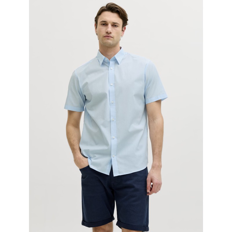JJ Rebel Gavin Solid Kortærmet Skjorte - Cashmere Blue