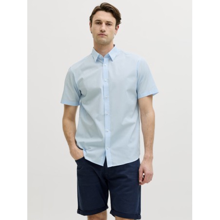 JJ Rebel Gavin Solid Kortærmet Skjorte - Cashmere Blue