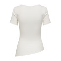 JDY Catie Kortærmet Asymmetrisk top - Cloud Dancer