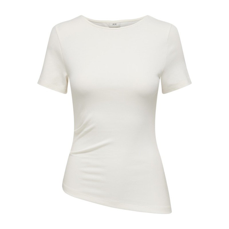 JDY Catie Kortærmet Asymmetrisk top - Cloud Dancer