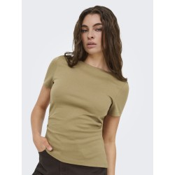 JDY Catie Kortærmet Asymmetrisk top - Petrified Oak