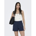 JDY Nanna S/L Broderet Strik Top - Cloud Dancer / Forget me not