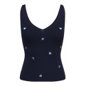 JDY Nanna S/L Broderet Strik Top - Black Iris / Kentucky