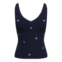 JDY Nanna S/L Broderet Strik Top - Black Iris / Kentucky