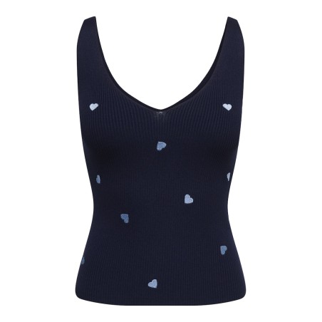 JDY Nanna S/L Broderet Strik Top - Black Iris / Kentucky