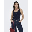 JDY Nanna S/L Broderet Strik Top - Black Iris / Kentucky