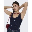 JDY Nanna S/L Broderet Strik Top - Black Iris / Kentucky