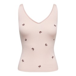 JDY Nanna S/L Broderet Strik Top - Pink Dogwood / Mauwe Wine