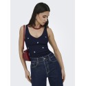 JDY Nanna S/L Broderet Strik Top - Black Iris / Kentucky