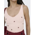 JDY Nanna S/L Broderet Strik Top - Pink Dogwood / Mauwe Wine