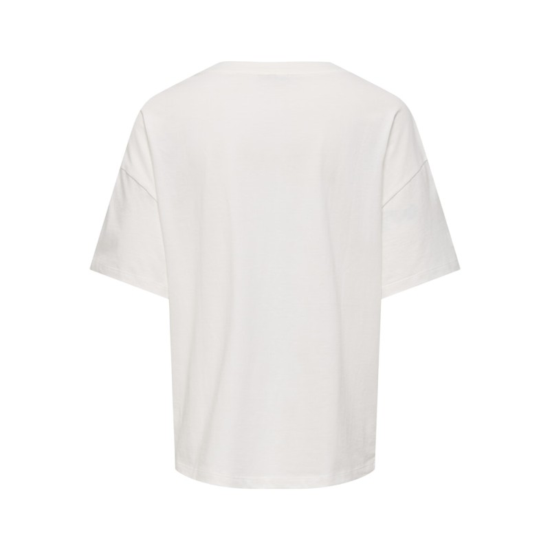 JDY Ninna Kortærmet Oversize Print T-shirt - Cloud Dancer / Botique