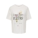 JDY Ninna Kortærmet Oversize Print T-shirt - Cloud Dancer / Botique
