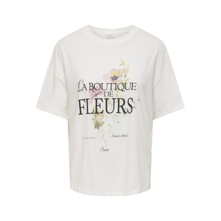 JDY Ninna Kortærmet Oversize Print T-shirt - Cloud Dancer / Botique