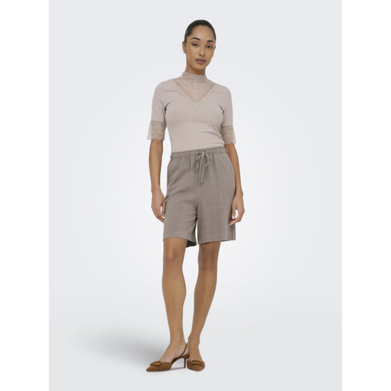ONLY Siesta MW Pull-up Hør Shorts - Walnut