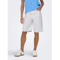 ONLY Sonny Højtaljede Brede Denim Shorts - Hvid