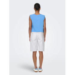 ONLY Sonny Højtaljede Brede Denim Shorts - Hvid