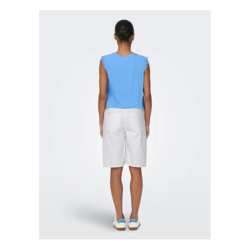 ONLY Sonny Højtaljede Brede Denim Shorts - Hvid