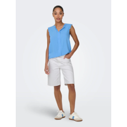 ONLY Sonny Højtaljede Brede Denim Shorts - Hvid