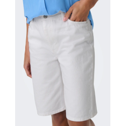ONLY Sonny Højtaljede Brede Denim Shorts - Hvid