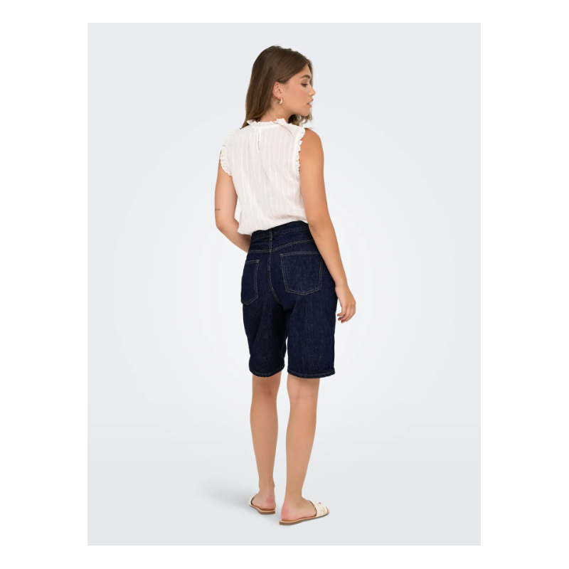 ONLY Sonny Højtaljede Brede Denim Shorts - Dark Blue Denim / Rinse