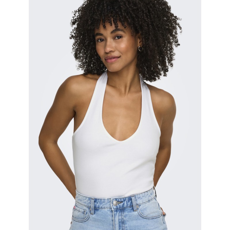 ONLY Malia S/L Halterneck Top - Bright White