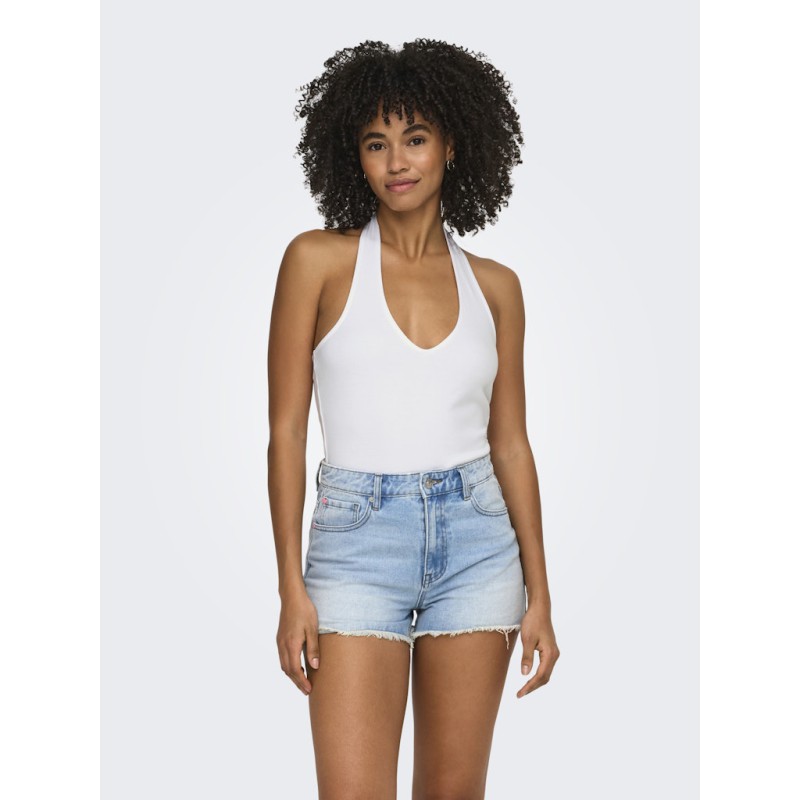 ONLY Malia S/L Halterneck Top - Bright White