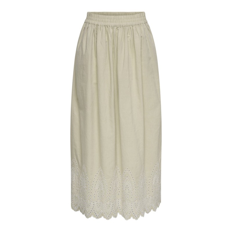 ONLY Tulum Broderi Anglaise Maxi Nederdel - Olive Gray