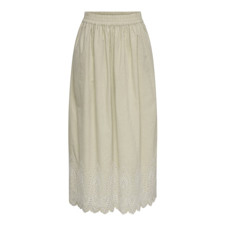 ONLY Tulum Broderi Anglaise Maxi Nederdel - Olive Gray