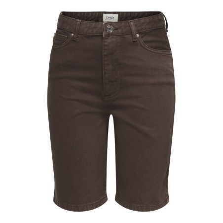 ONLY Sonny Højtaljede Brede Denim Shorts - Dark Brown Denim