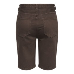 ONLY Sonny Højtaljede Brede Denim Shorts - Dark Brown Denim