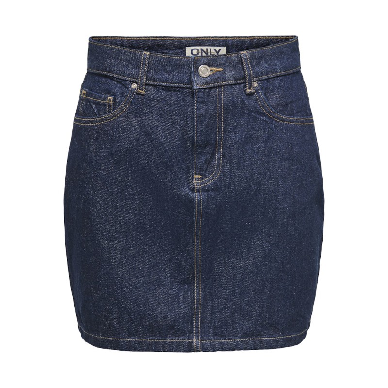 ONLY Stella Kort Denim Nederdel - Dark Blue Denim