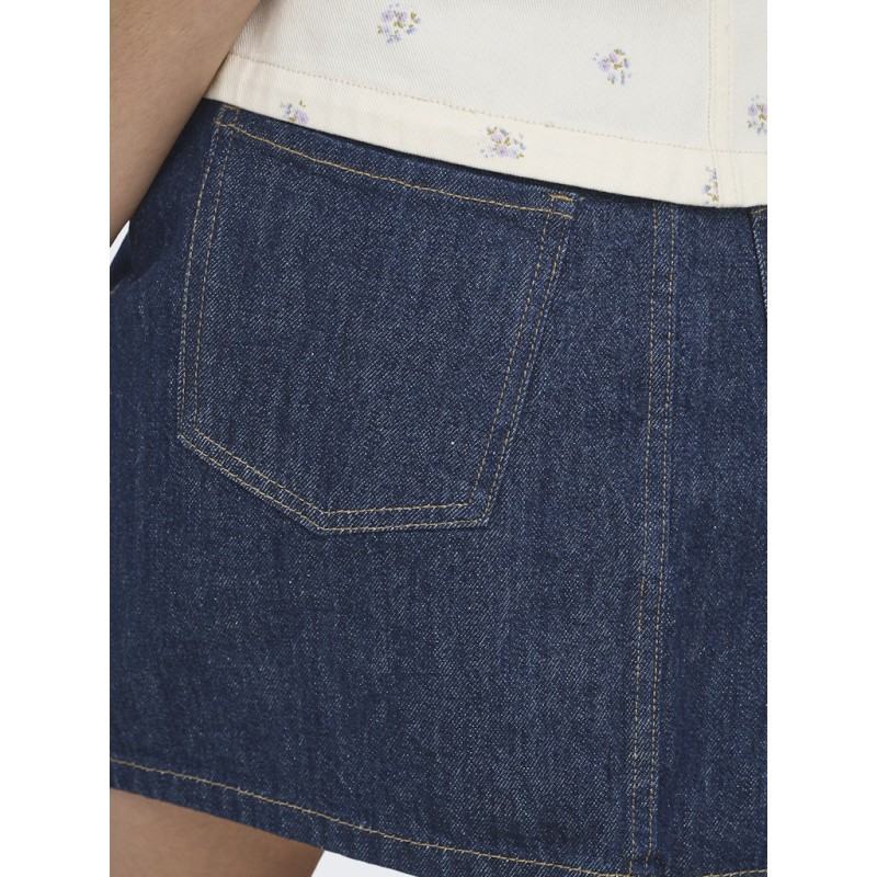 ONLY Stella Kort Denim Nederdel - Dark Blue Denim