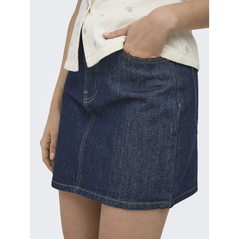 ONLY Stella Kort Denim Nederdel - Dark Blue Denim