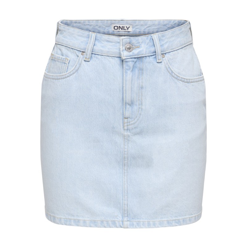 ONLY Stella Kort Denim Nederdel - Light Blue Denim