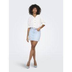 ONLY Stella Kort Denim Nederdel - Light Blue Denim