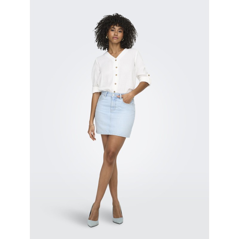 ONLY Stella Kort Denim Nederdel - Light Blue Denim