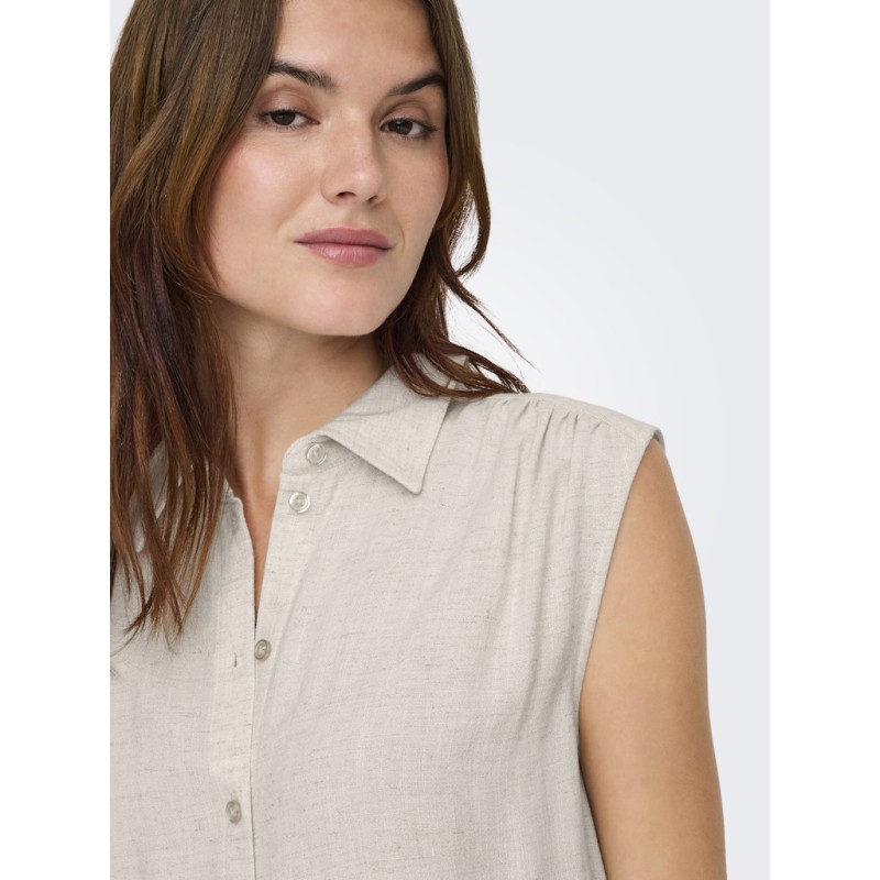 ONLY Siesta Ærmeløs Hør Skjorte - Moonbeam