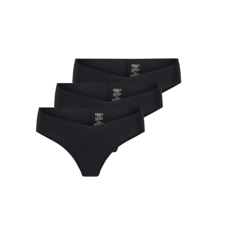 ONLY Tracy V-cut Cheeky 3-pak Trusser - Sort