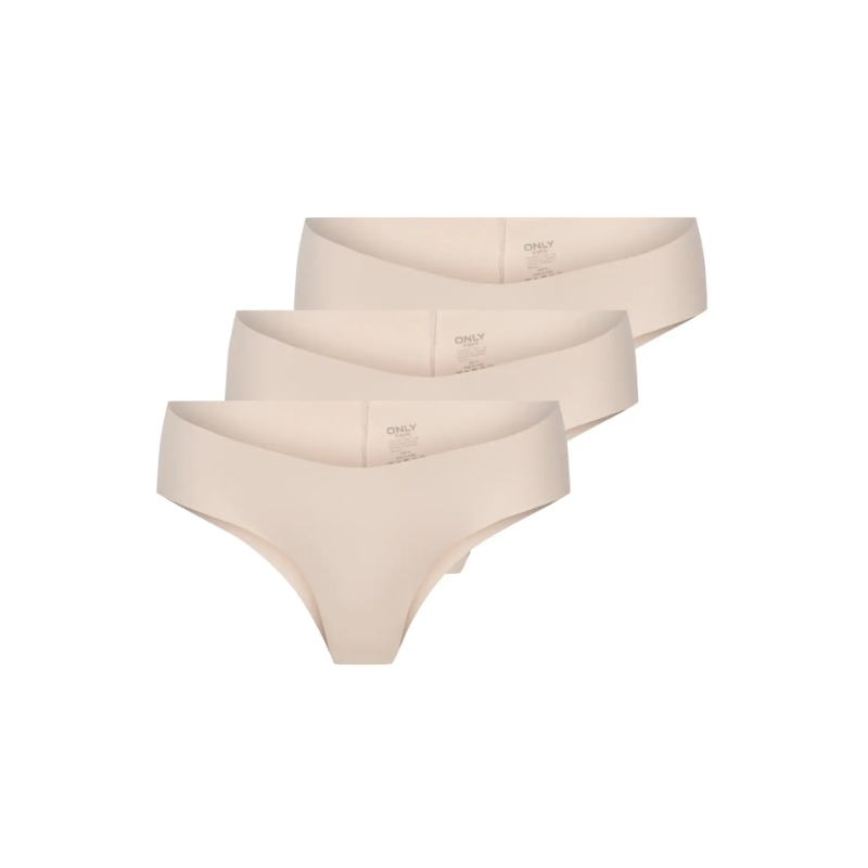 ONLY Tracy V-cut Cheeky 3-pak Trusser - Peach Taffy