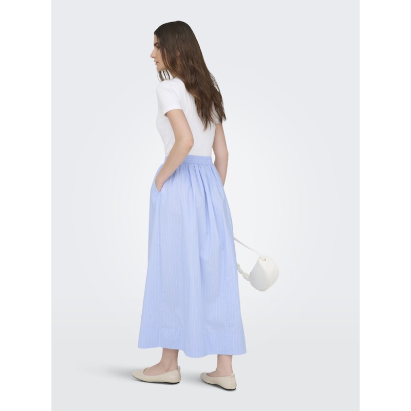 JDY Mio Højtaljede Midi Nederdel - Cashmere Blue / Cloud Dancer